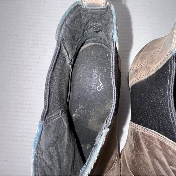 Sorel Lea Wedge Joan Of Arctic Taupe Brown Leather Ankle Boot Sz 6.5 NL2334-089 - Picture 6 of 11